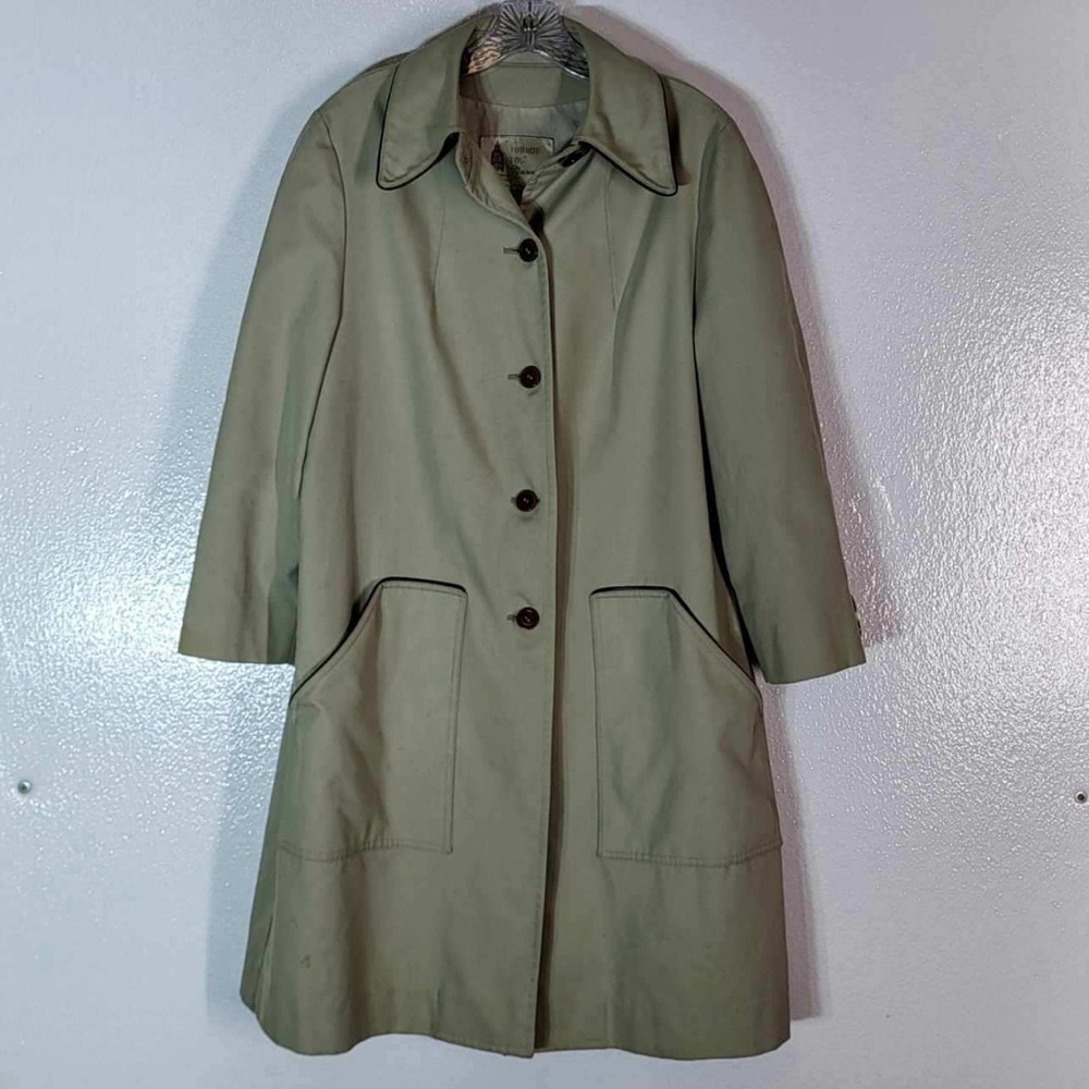 Vintage London Fog Maincoats Women's 16 Trench Coat Button Up Lined w/  Pockets